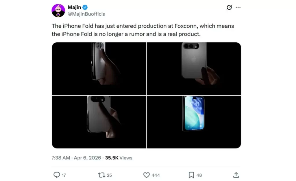 折叠屏iPhone终于要来了?富士康启动iPhone Fold试产